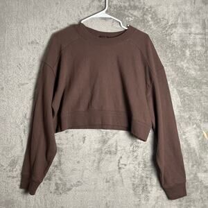Nuuds Cropped Crewneck Sweatshirt Coffee Brown Size Small French Terry Cotton